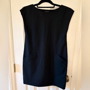 Theory black shift dress with structured pockets  2